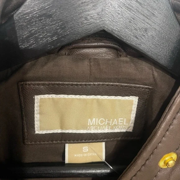 MICHAEL KORS BROWN LEATHER QUILTED MISSY NOTO JACKET 10/10 CONDITION - Picture 8 of 10